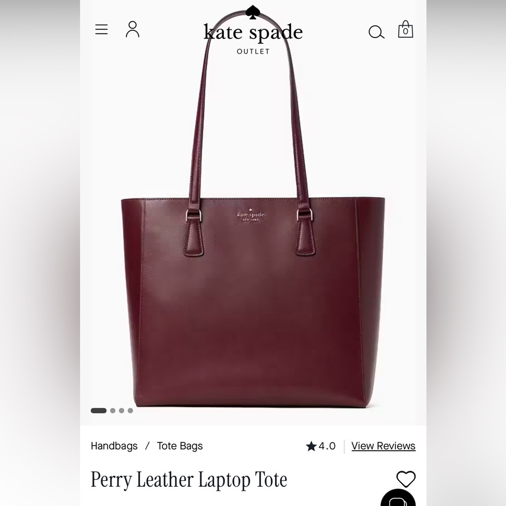 NWOT Kate Spade Deep Cherry Purple Leather Tote